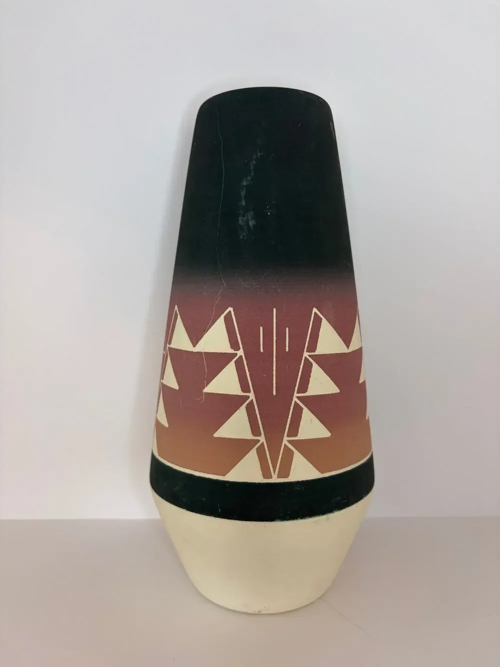 Handcrafted Sioux Pottery Vase Native American Style Geometric Southwest Decor